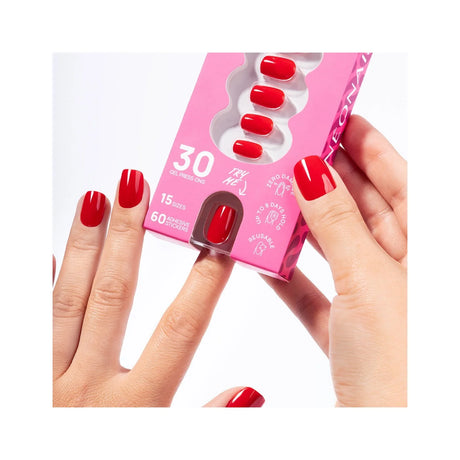Flex Gel Press Ons 30 pz - Bold Red Short Square