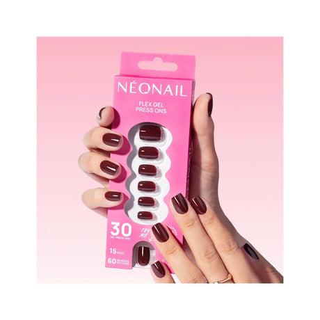 Flex Gel Press Ons 30 pz - Merlot Short Square