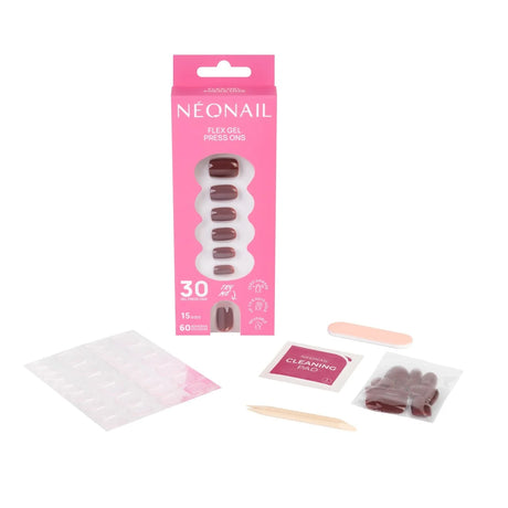 Flex Gel Press Ons 30 pz - Merlot Short Square