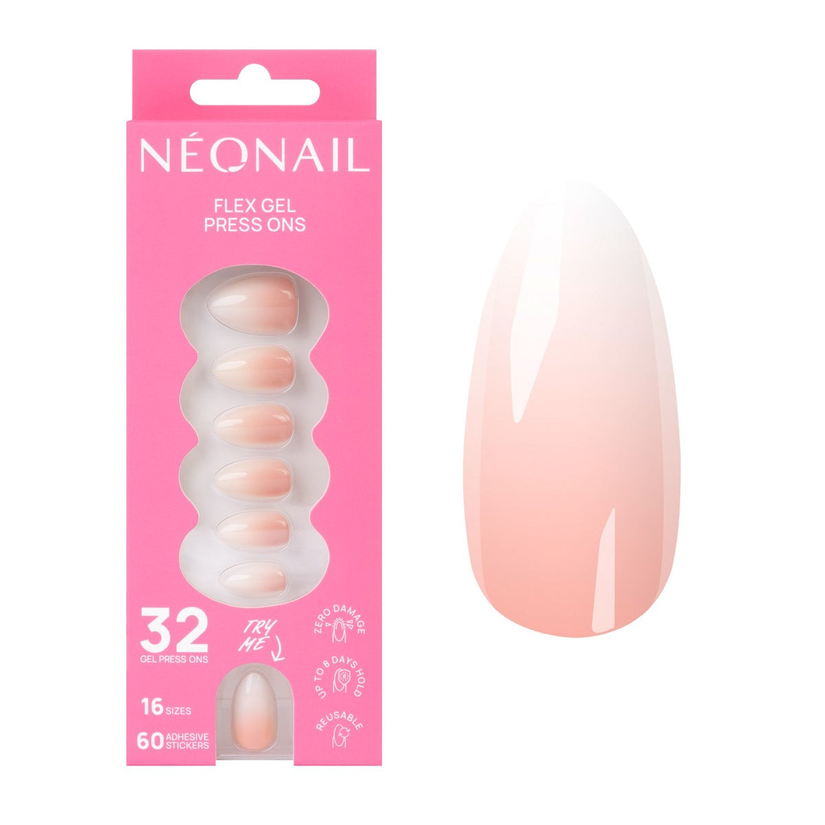 Flex Gel Press Ons 32 pz - Baby Boomer Rose Medium Almond