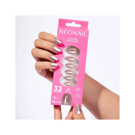 Flex Gel Press Ons 32 pz - Blush Cat Eye Medium Almond