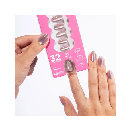 Flex Gel Press Ons 32 pz - Blush Cat Eye Medium Almond