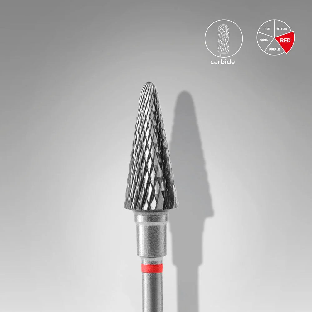 Staleks Punta Carbide Cono, rosso, diametro 6 mm - lunghezza punta 14 mm