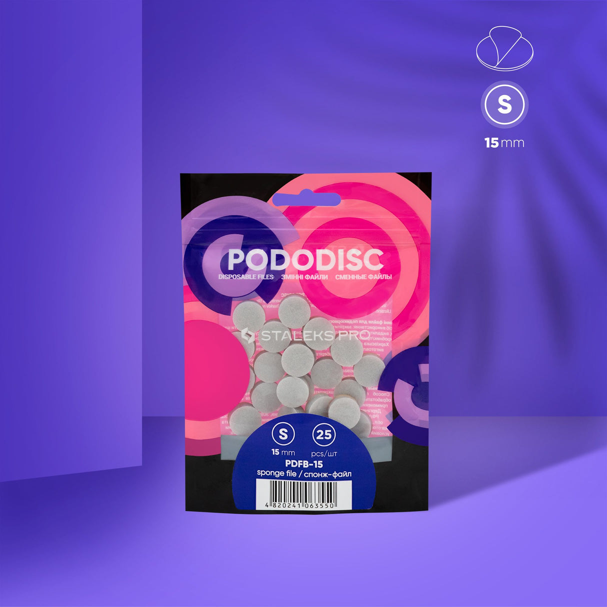 25 pezzi di dischi spugne PODODISC STALEKS PRO misura S (15 mm)