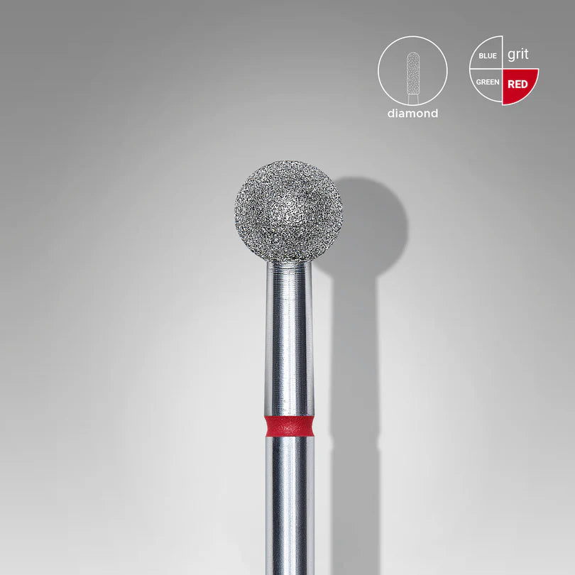 Staleks Punta diamantata a sfera, rosso, diametro punta 5 mm