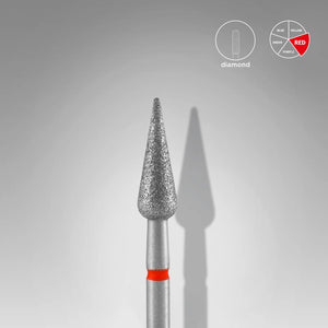 Staleks Punta diamantata, rosso, diametro 4 mm - lunghezza punta 12 mm