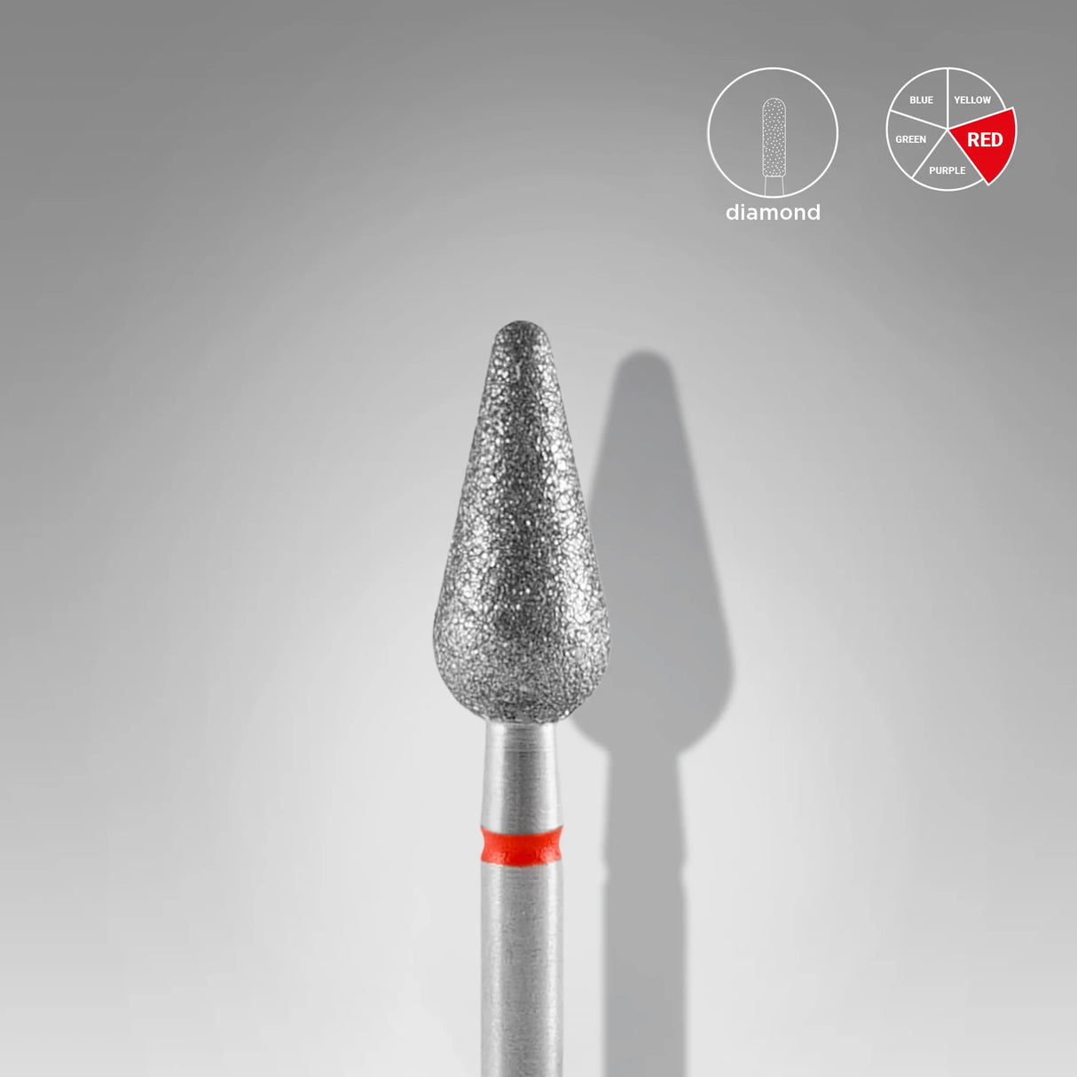 Staleks Punta diamantata, rosso, diametro 5 mm - lunghezza punta 12 mm