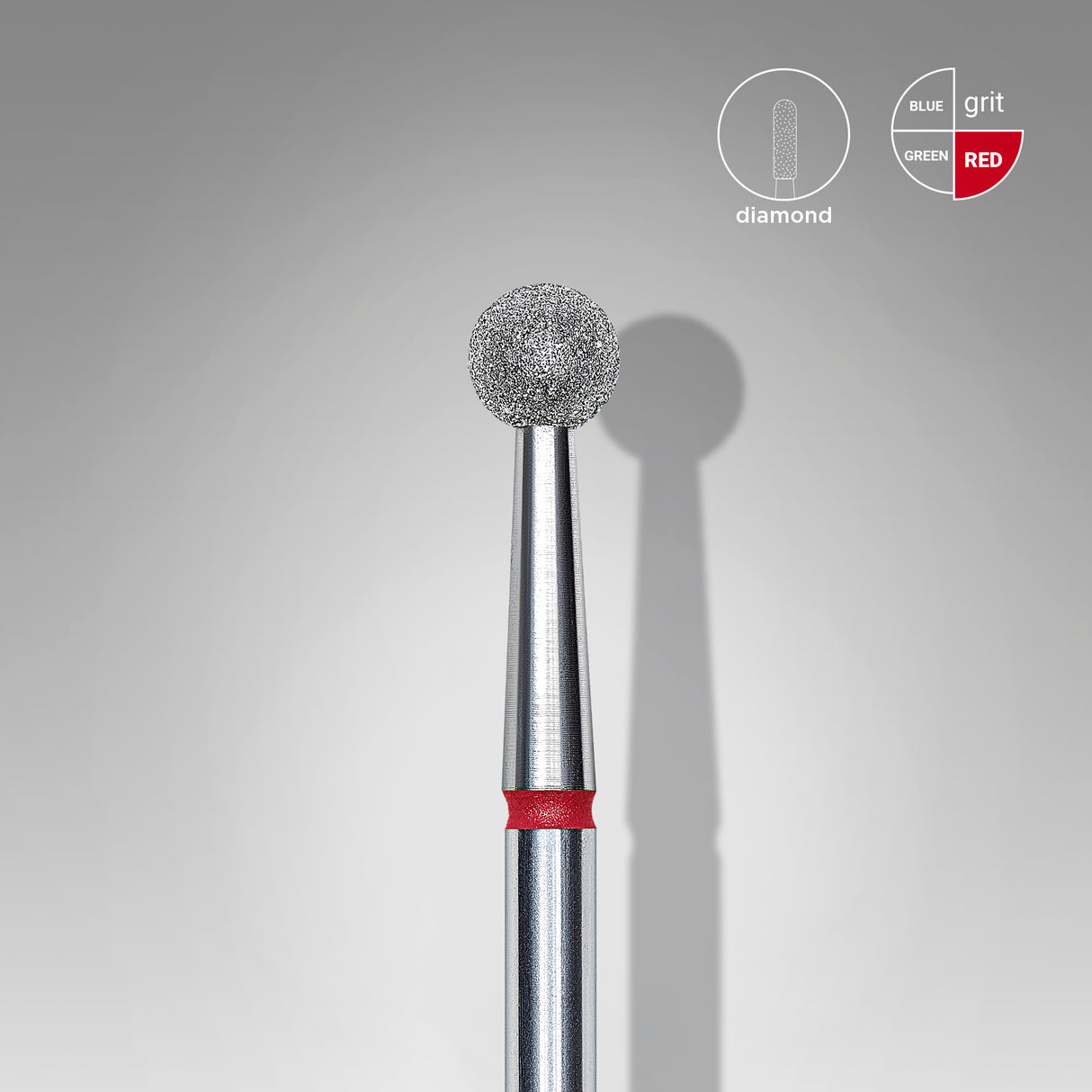 Staleks Punta diamantata a sfera, rosso, diametro punta 4 mm
