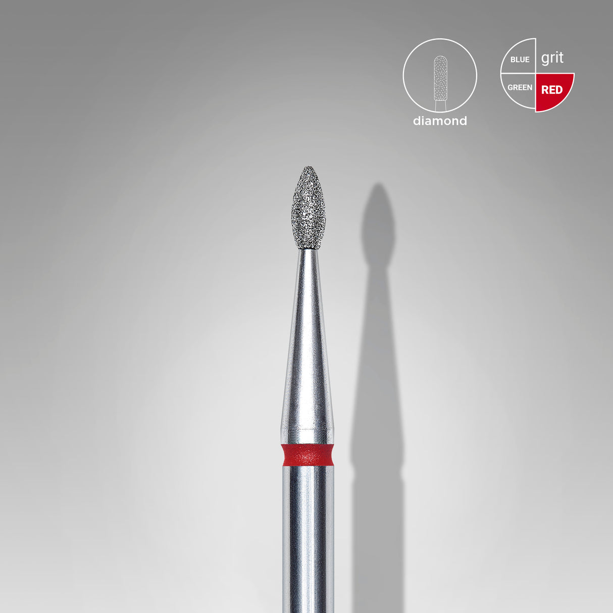 Staleks Punta diamantata Goccia, rosso, diametro 1.6 mm - lunghezza punta 4 mm