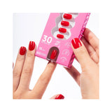 Flex Gel Press Ons 30 pz - Bold Red Short Square