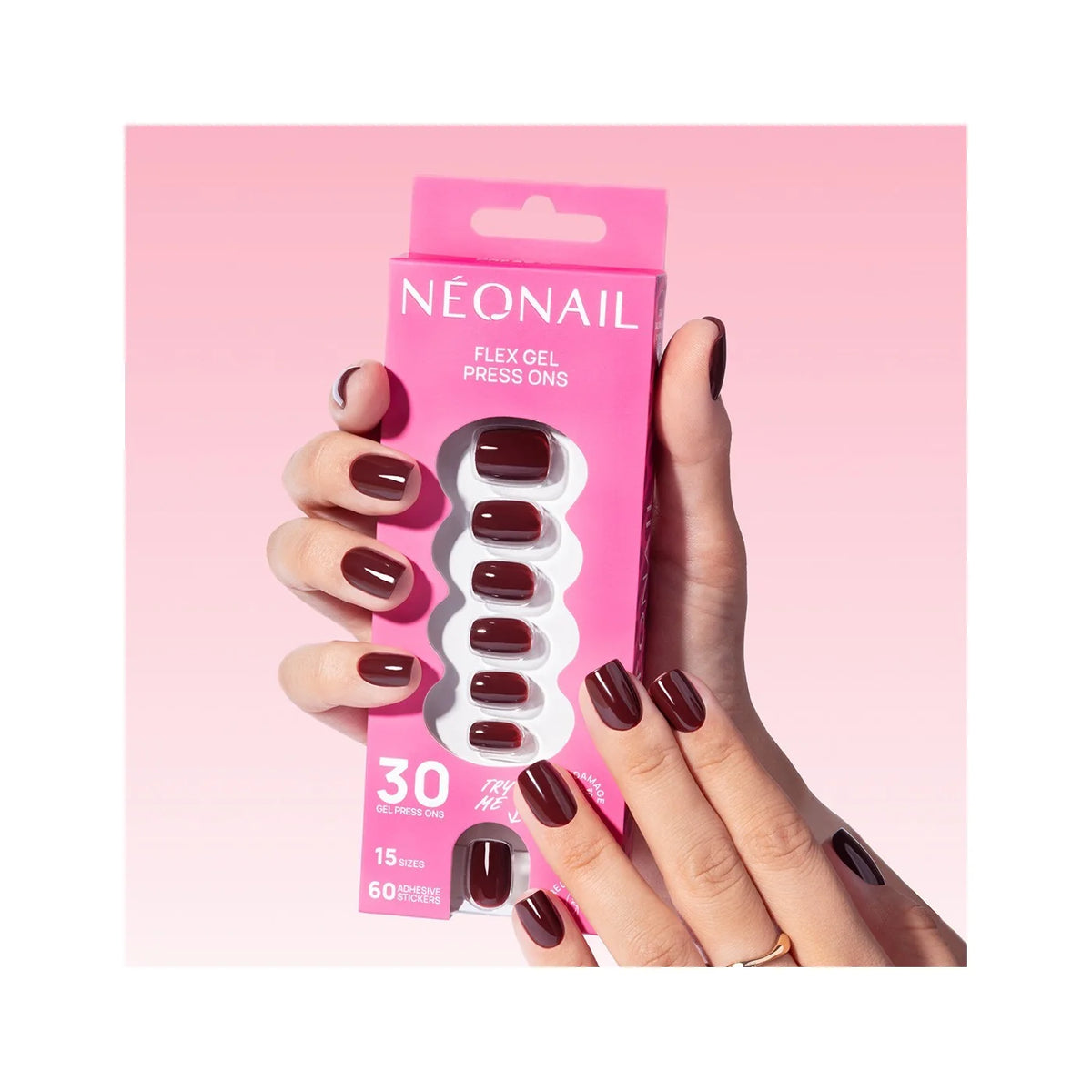 Flex Gel Press Ons 30 pz - Merlot Short Square
