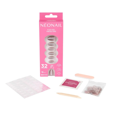 Flex Gel Press Ons 32 pz - Blush Cat Eye Medium Almond