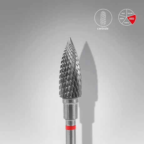 Staleks Punta Carbide Fiamma, rosso, diametro 5 mm - lunghezza punta 13.5 mm