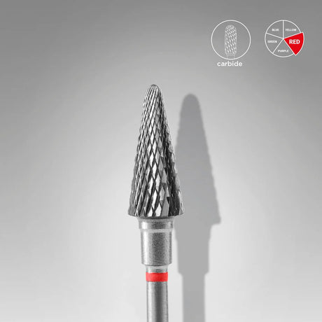 Staleks Punta Carbide Cono, rosso, diametro 6 mm - lunghezza punta 14 mm