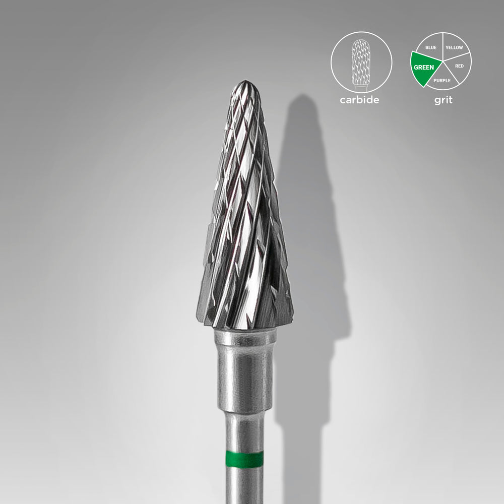 Staleks Punta Carbide Cono, Verde, diametro 6 mm - lunghezza punta 14 mm